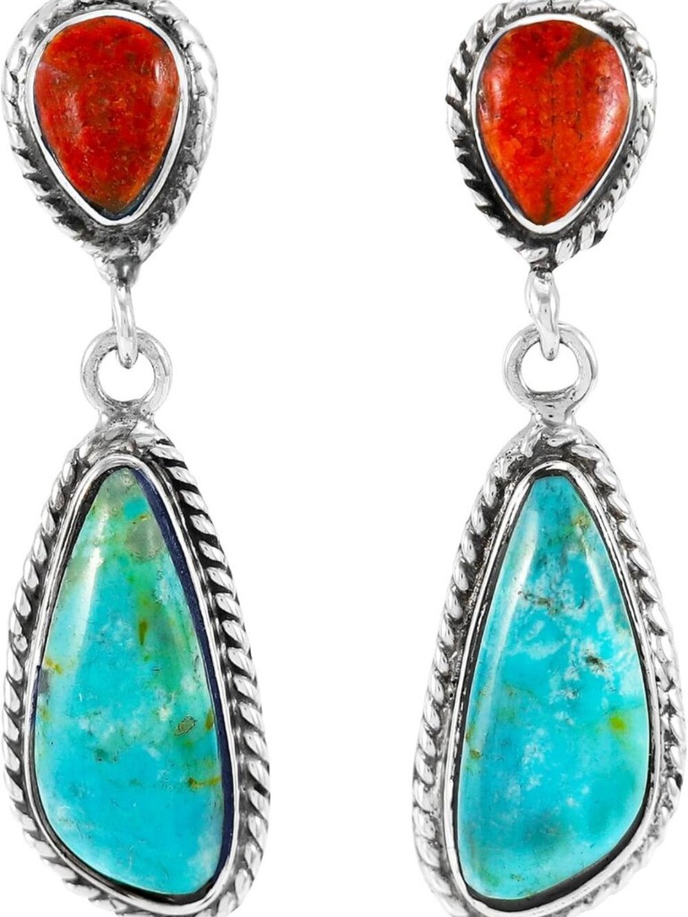 Turquoise Gemstone Earrings in 925 Sterling Silver - Boho Chic Jewelry